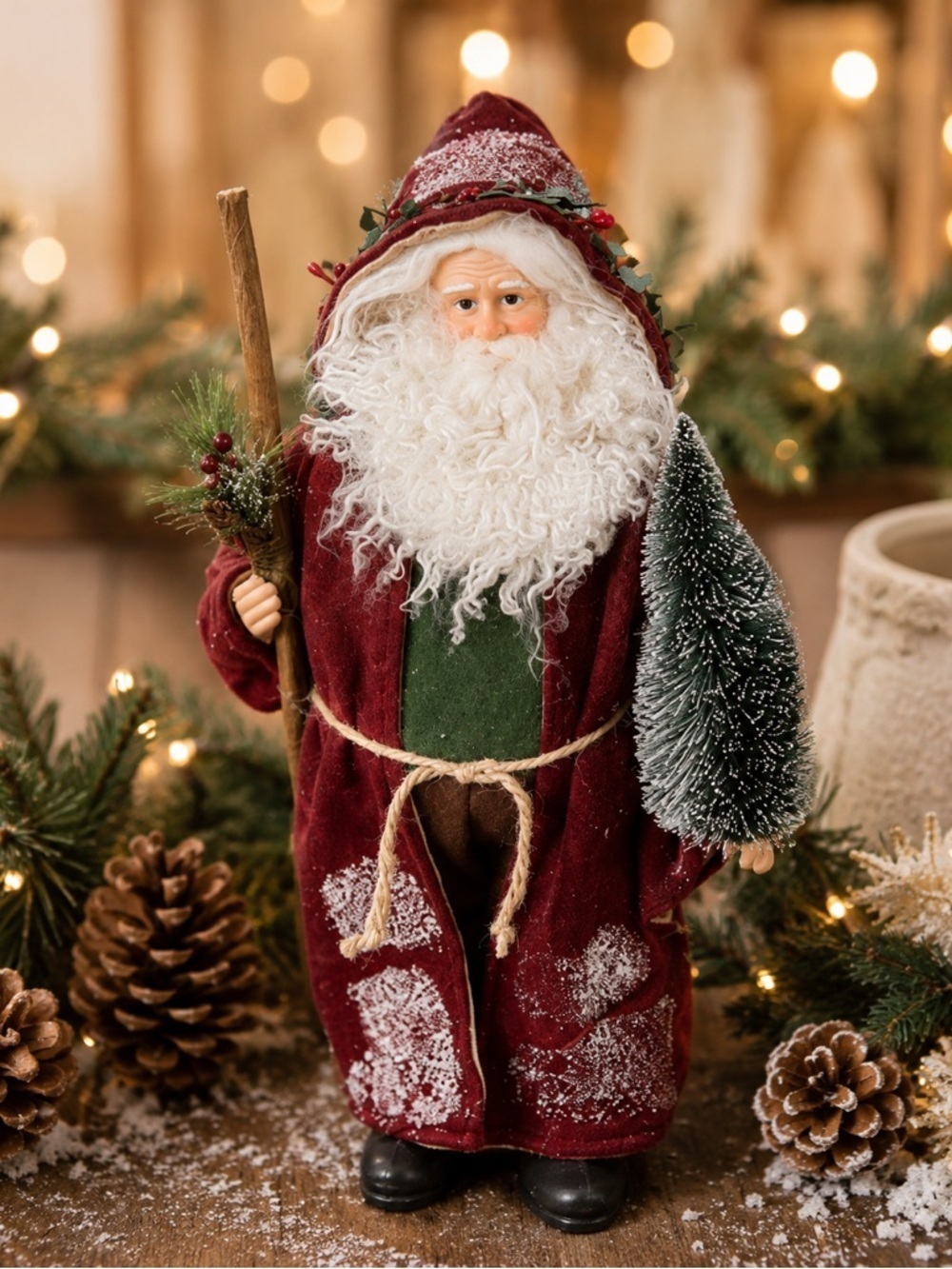 Rustic Santa Claus Christmas Figurine Woodland Holiday Decor